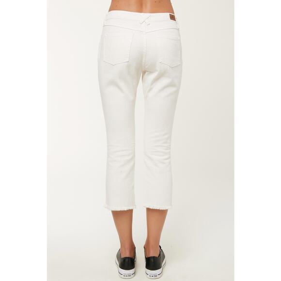 O’Neill  Women's Bone White Sutter Mini Boot Raw Hem Cropped Denim Jeans 24 - Picture 2 of 7